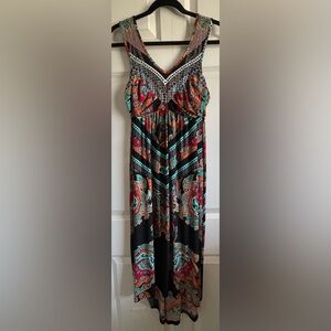 One world patterned dress, size extra small.